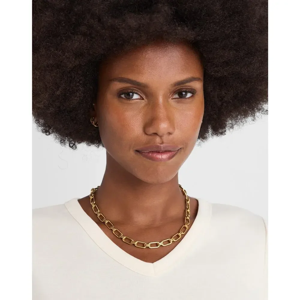 Madewell Womens Chunky Link Chain Necklace Nickel-Safe Antique Gold One Size NWT - Picture 2 of 13